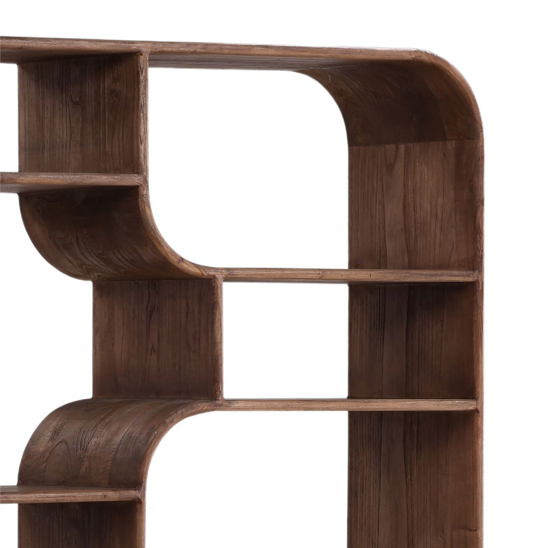 Galen Tall Mindi Wood Bookcase, Brown, detail 2 view
