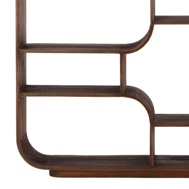 Galen Tall Mindi Wood Bookcase, Brown, detail 3 view
