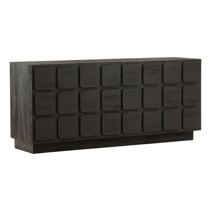 Maris Wood Sideboard, Black · Four Door, three-quarter studio view
