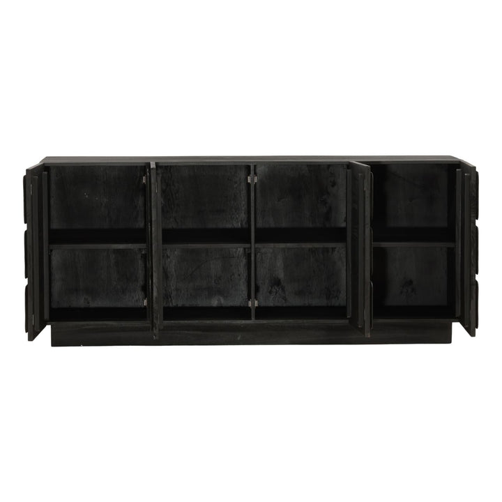 Maris Wood Sideboard, Black · Four Door, open door view