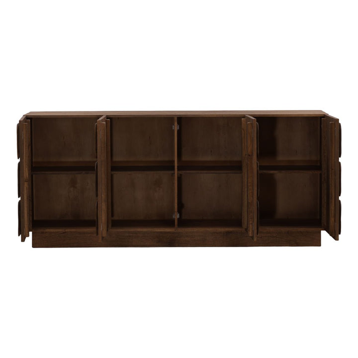 Maris Wood Sideboard, Brown · Four Door, open door view
