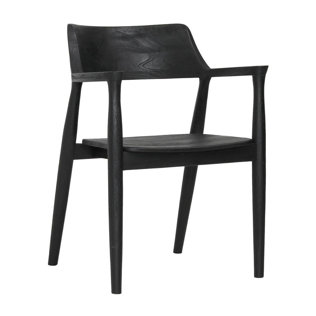 Stanford Teak Dining Chair, Black, three-quarter studio view