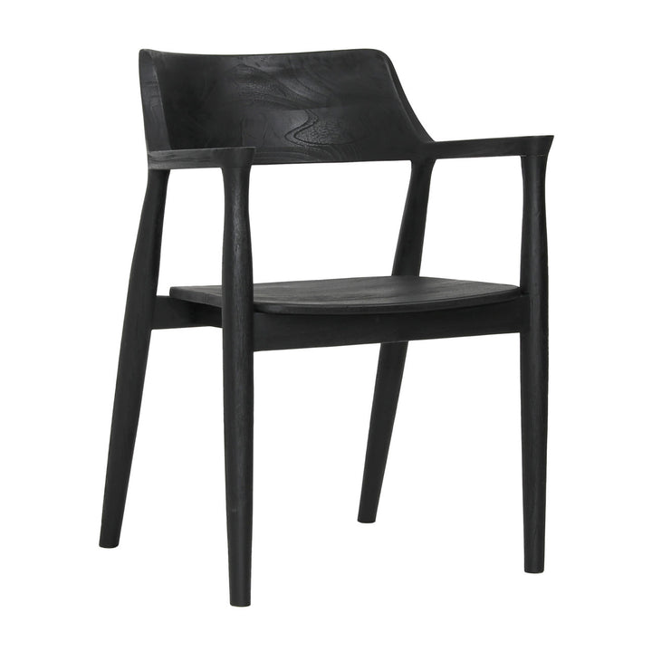 Stanford Teak Dining Chair, Black, three-quarter studio view