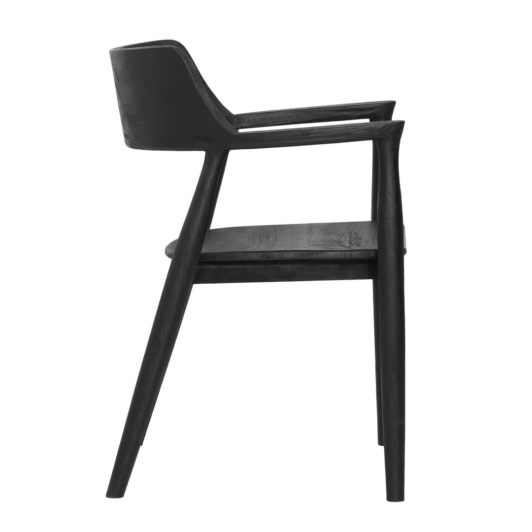 Stanford Teak Dining Chair, Black, profile view