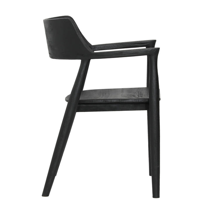 Stanford Teak Dining Chair, Black, profile view