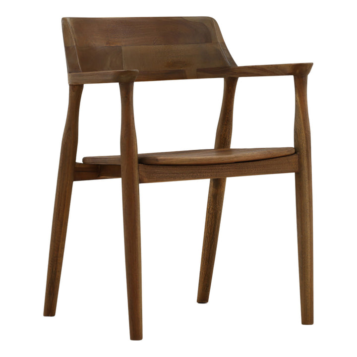 Stanford Teak Dining Chair, Brown, three-quarter studio view