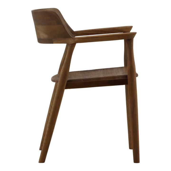 Stanford Teak Dining Chair, Brown, profile view