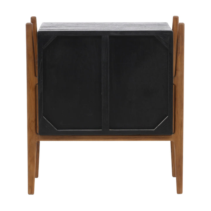 Ember Mindi and Teak Nightstand, back view