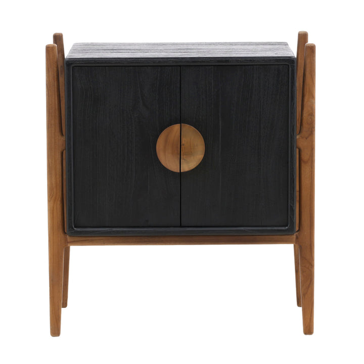 Ember Mindi and Teak Nightstand, front view