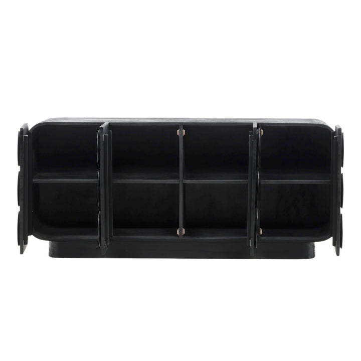 Elian Mindi Wood Sideboard, open door view