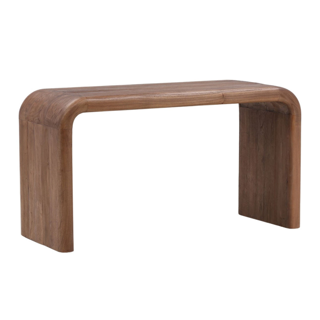 Dalen Mindi Wood Desk, Brown, three-quarter studio view