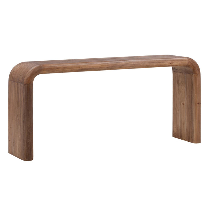 Wren Mindi Wood Console Table, three-quarter studio view