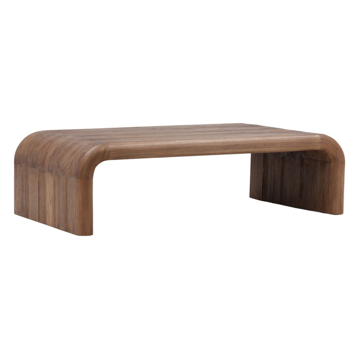 Dalen Mindi Wood Coffee Table, three-quarter studio view