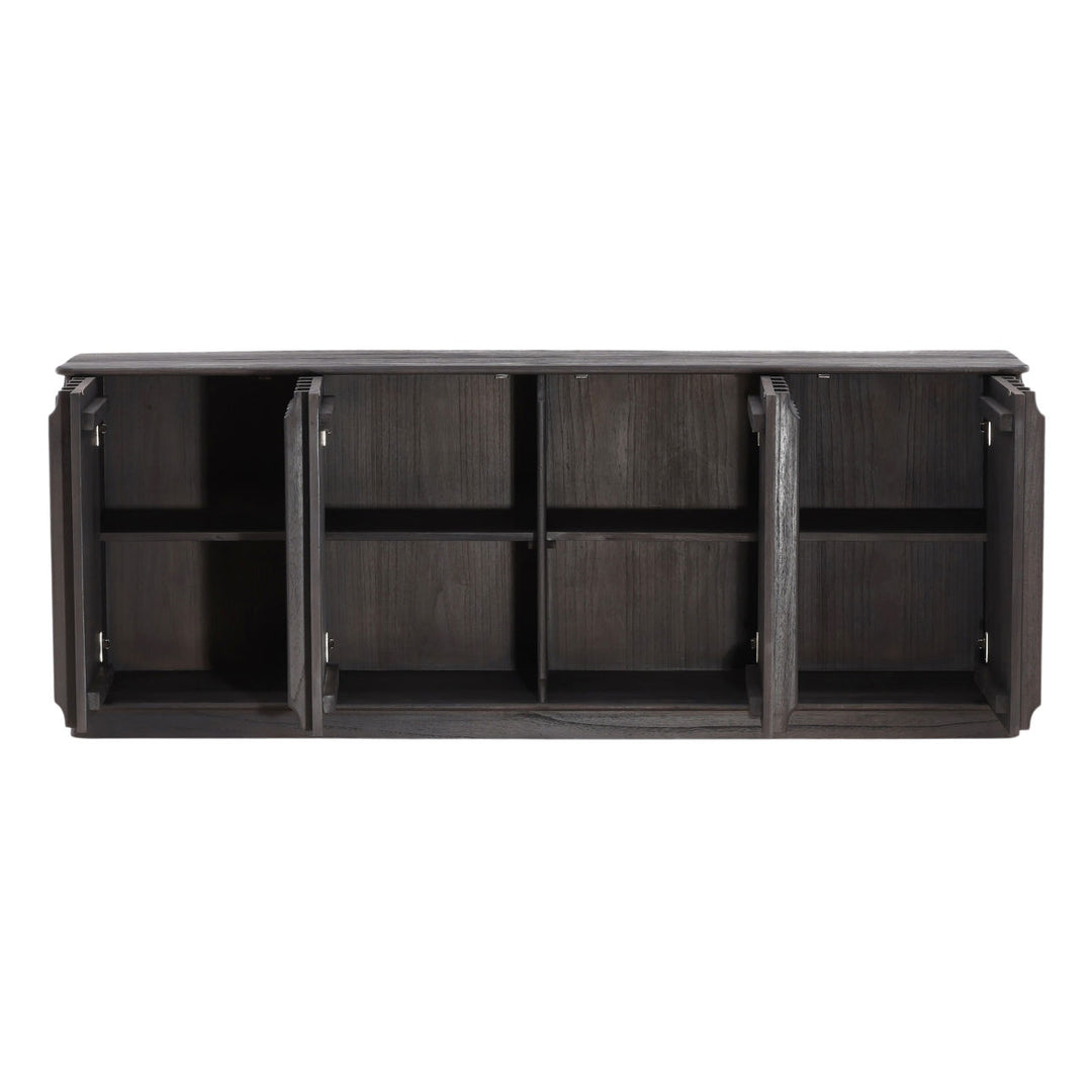 Uriah Mindi Wood Sideboard, open door view