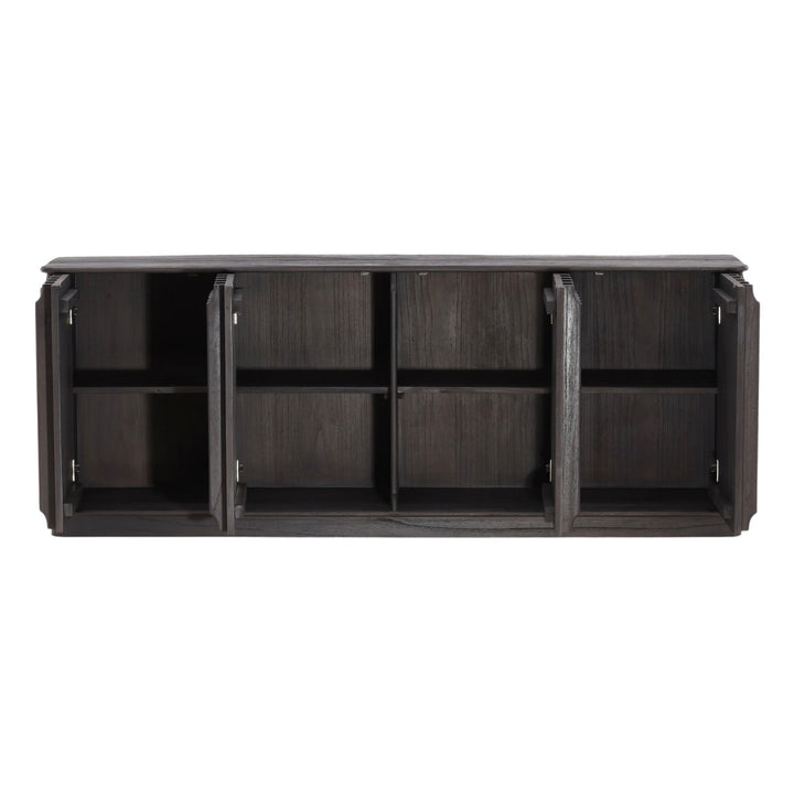 Uriah Mindi Wood Sideboard, open door view