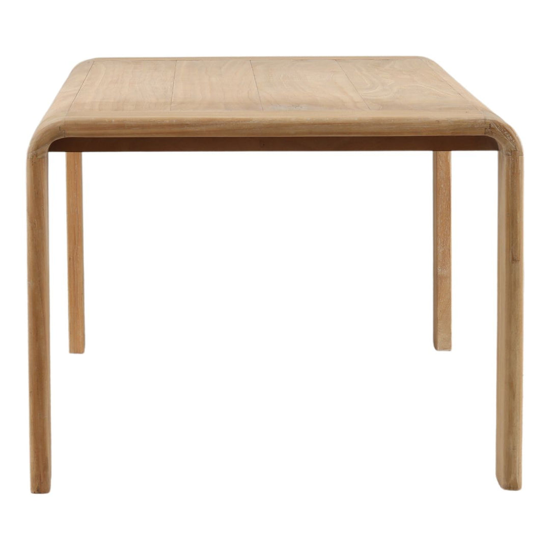 Cora Natural Mindi Wood Dining Table, profile view