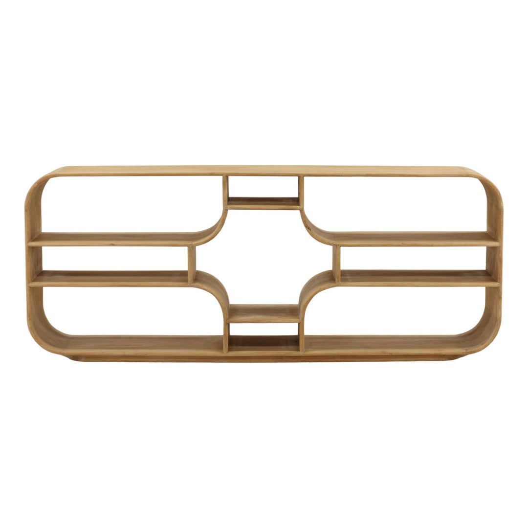 Galen Low Mindi Wood Bookcase, Light Natural, front view
