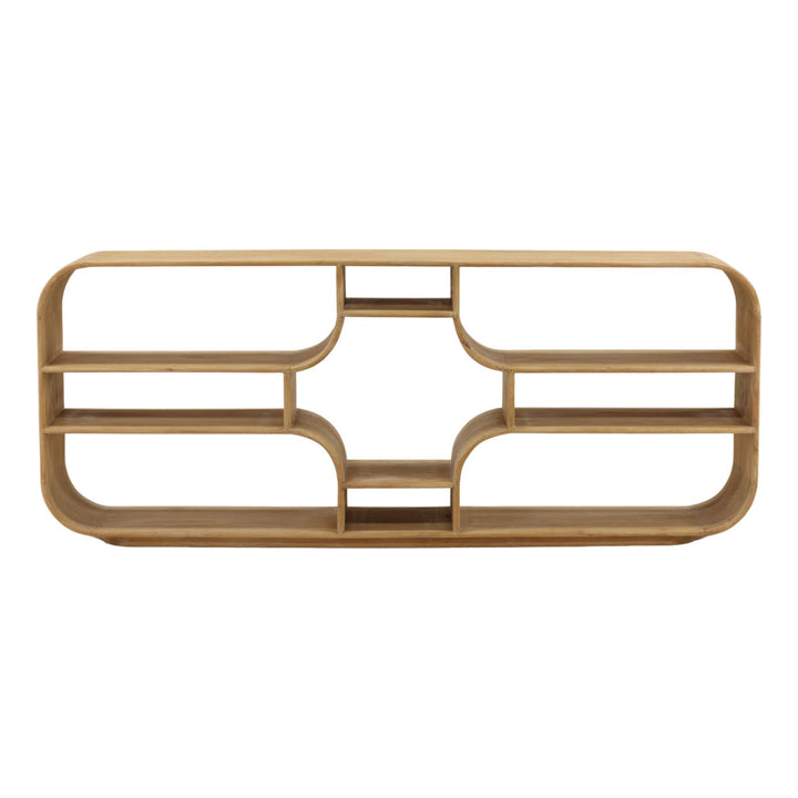 Galen Low Mindi Wood Bookcase, Light Natural, front view
