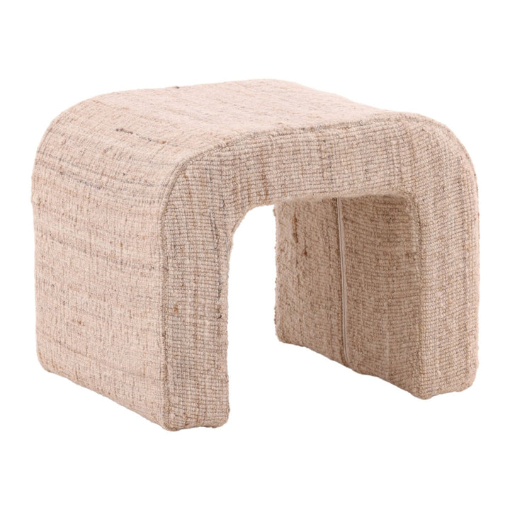 Yara Wool Blend Stool, three-quarter studio view