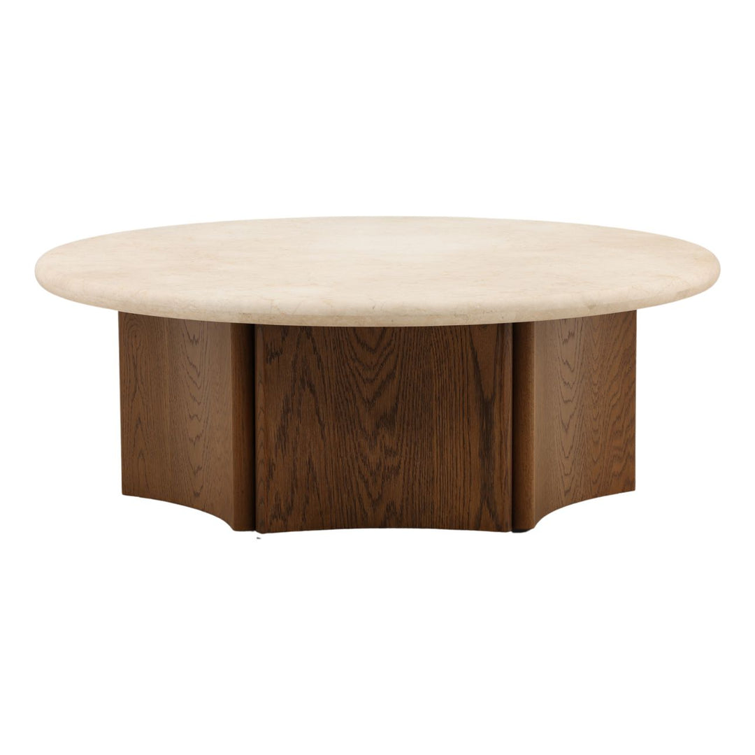 Oren Oak and Marble Coffee Table, Brown, front view
