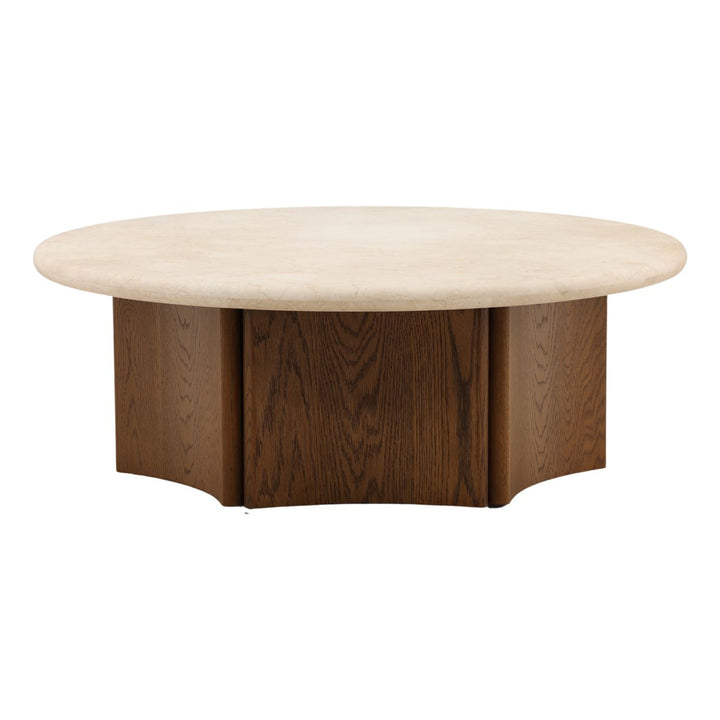 Oren Oak and Marble Coffee Table, Brown, front view