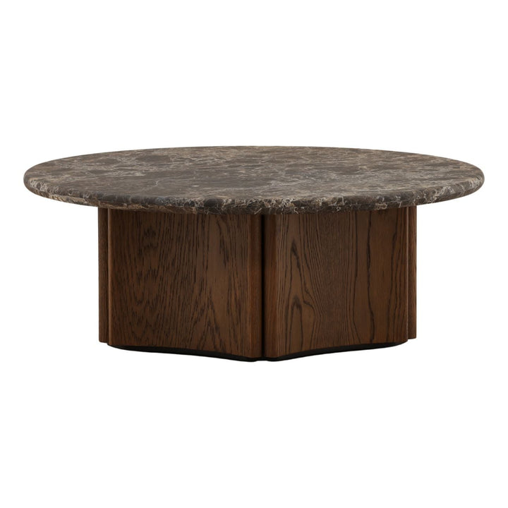 Oren Oak and Marble Coffee Table, Dark Brown, front view