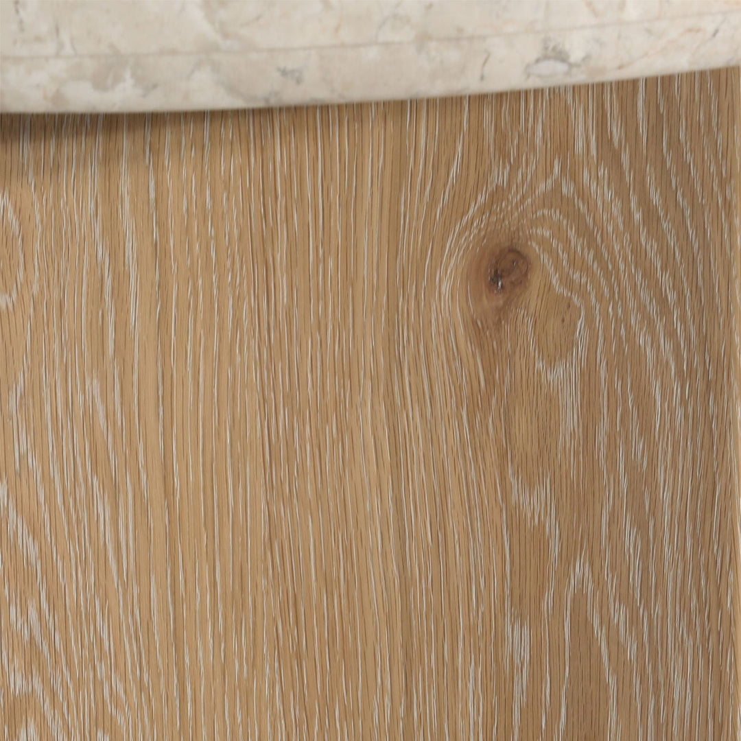 Oren Oak and Marble Coffee Table, Natural Wash, detail 1 view