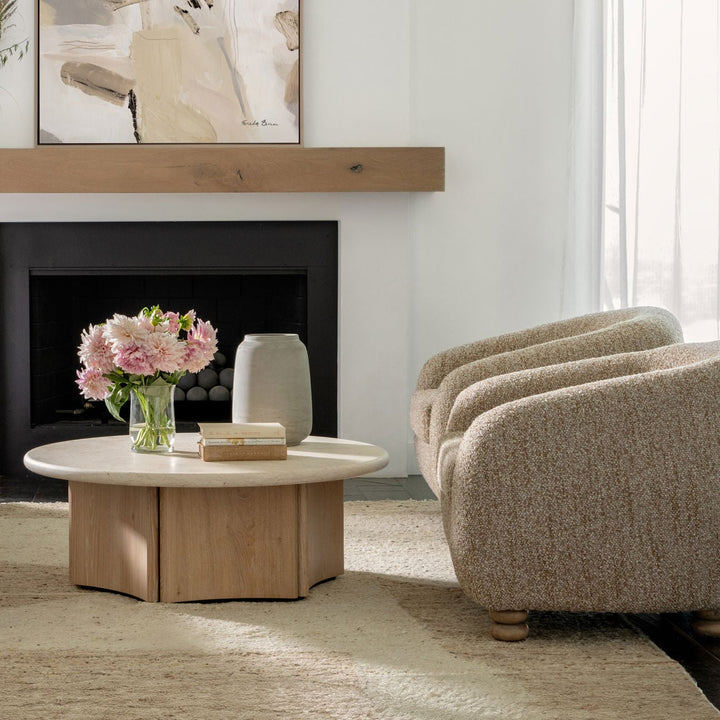 Oren Oak and Marble Coffee Table, Natural Wash, alternate lifestyle view 1