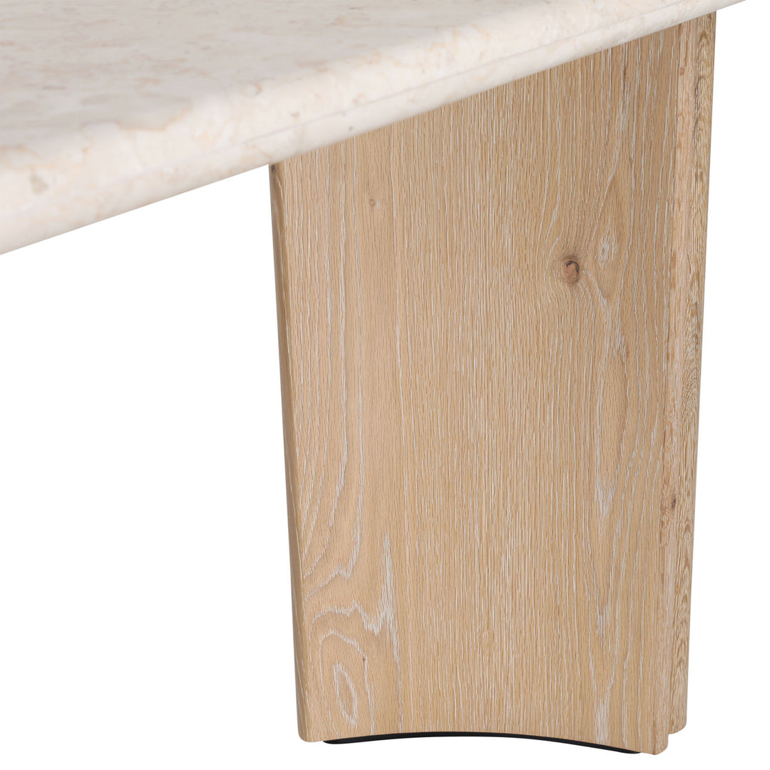 Ola Marble and Oak Console Table, Natural Wash · Cream Marble, detail 2 view