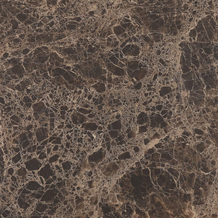 Oriel Marble and Oak Round Dining Table, Dark Brown · Emperador Marble, detail 1 view