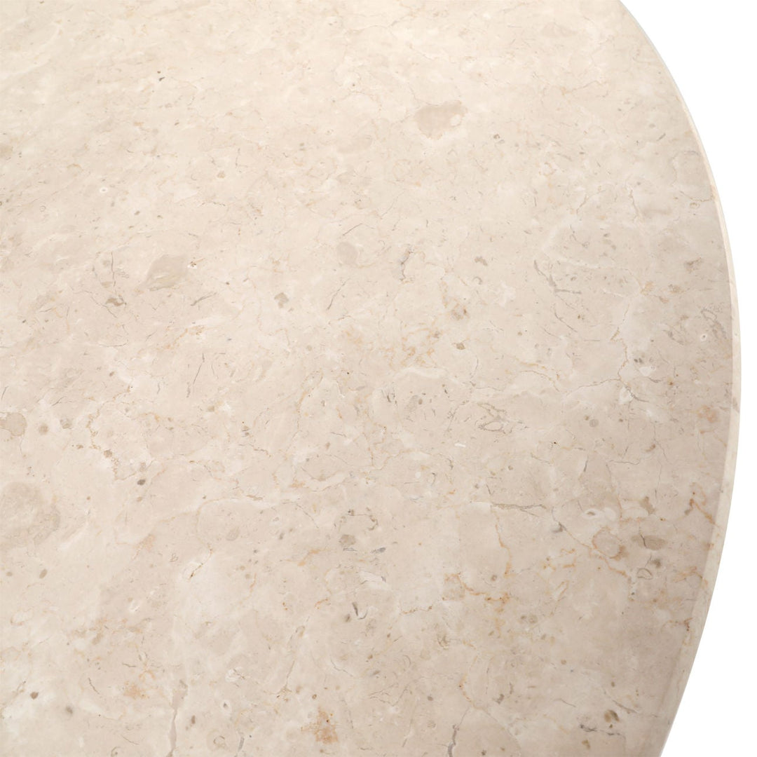 Oriel Marble and Oak Round Dining Table, Natural Wash · Cream Marble, detail 1 view