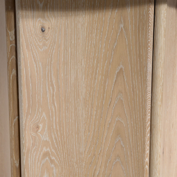Oriel Marble and Oak Round Dining Table, Natural Wash · Cream Marble, detail 2 view