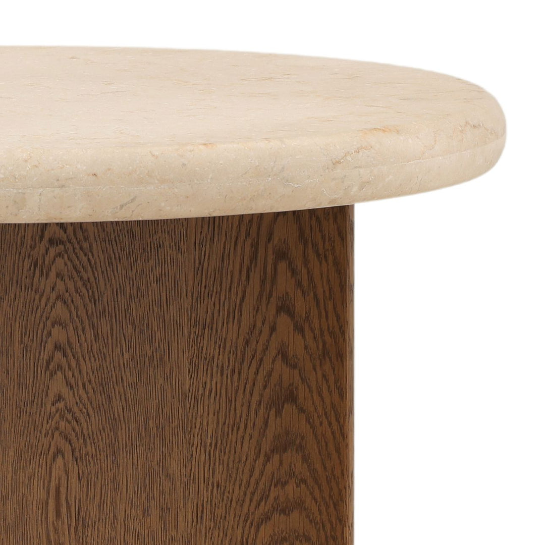 Oren Oak and Marble Side Table, Brown, detail 3 view