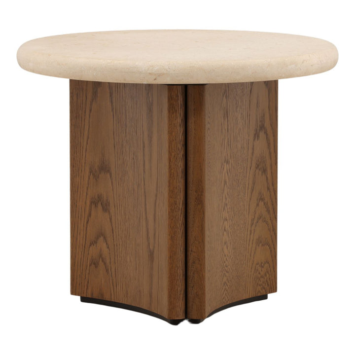 Oren Oak and Marble Side Table, Brown, profile view