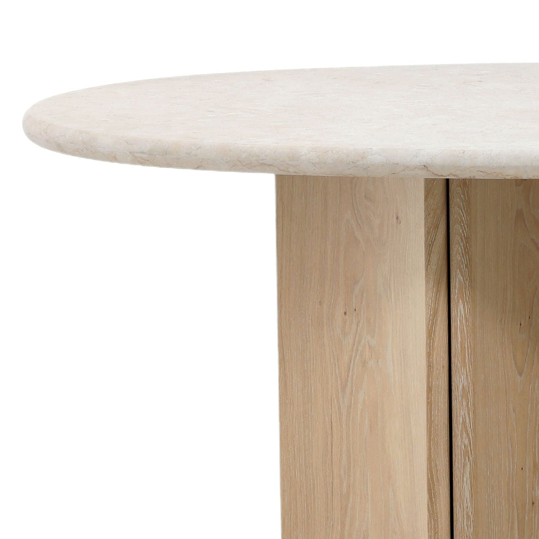 Oriana Marble and Oak Dining Table, detail 2 view