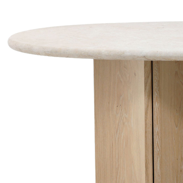Oriana Marble and Oak Dining Table, detail 2 view