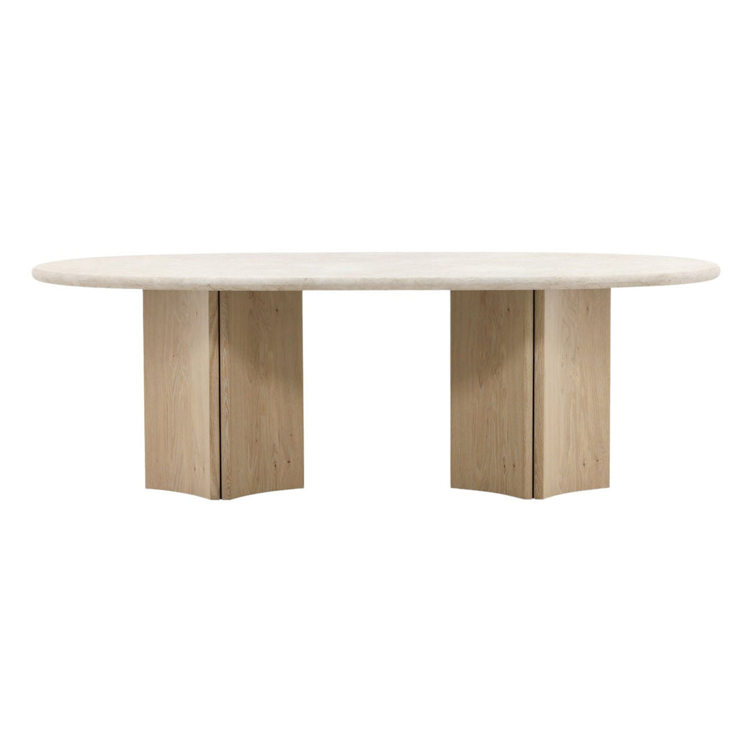 Oriana Marble and Oak Dining Table, front view
