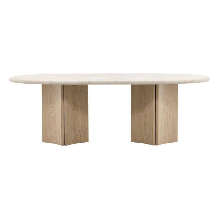 Oriana Marble and Oak Dining Table, front view