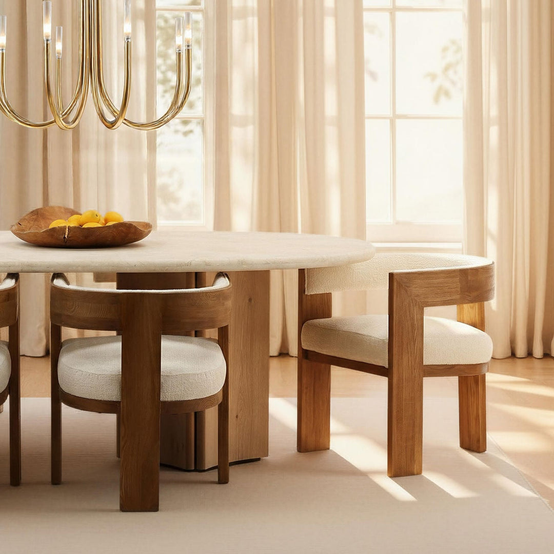 Oriana Marble and Oak Dining Table, lifestyle view