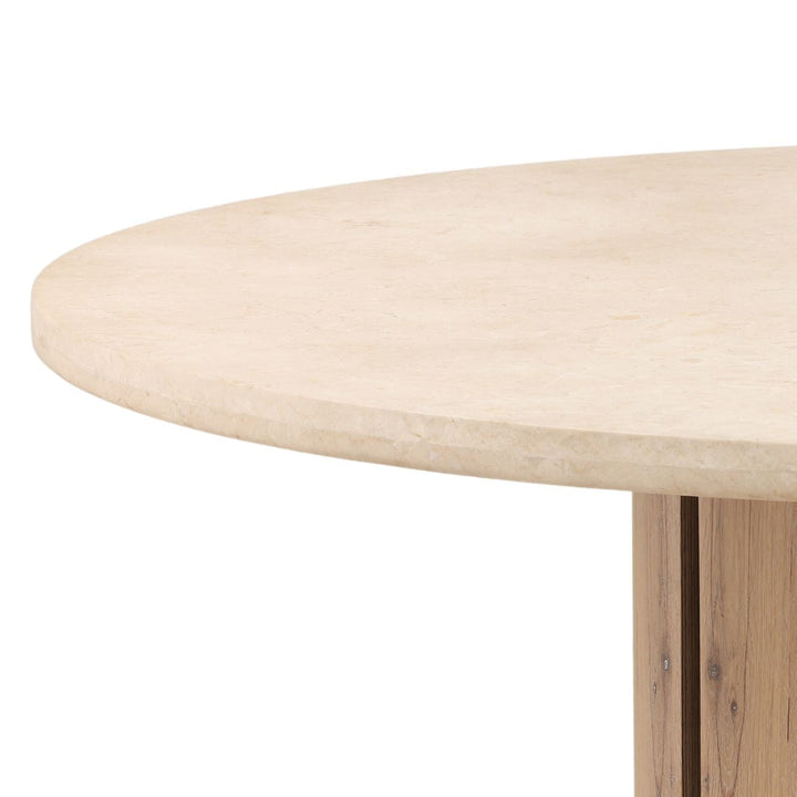 Reed Marble and Oak Round Dining Table, detail 1 view