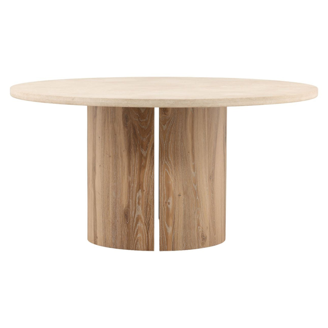 Reed Marble and Oak Round Dining Table, front view
