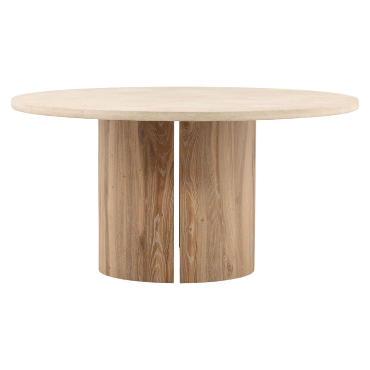 Reed Marble and Oak Round Dining Table, front view