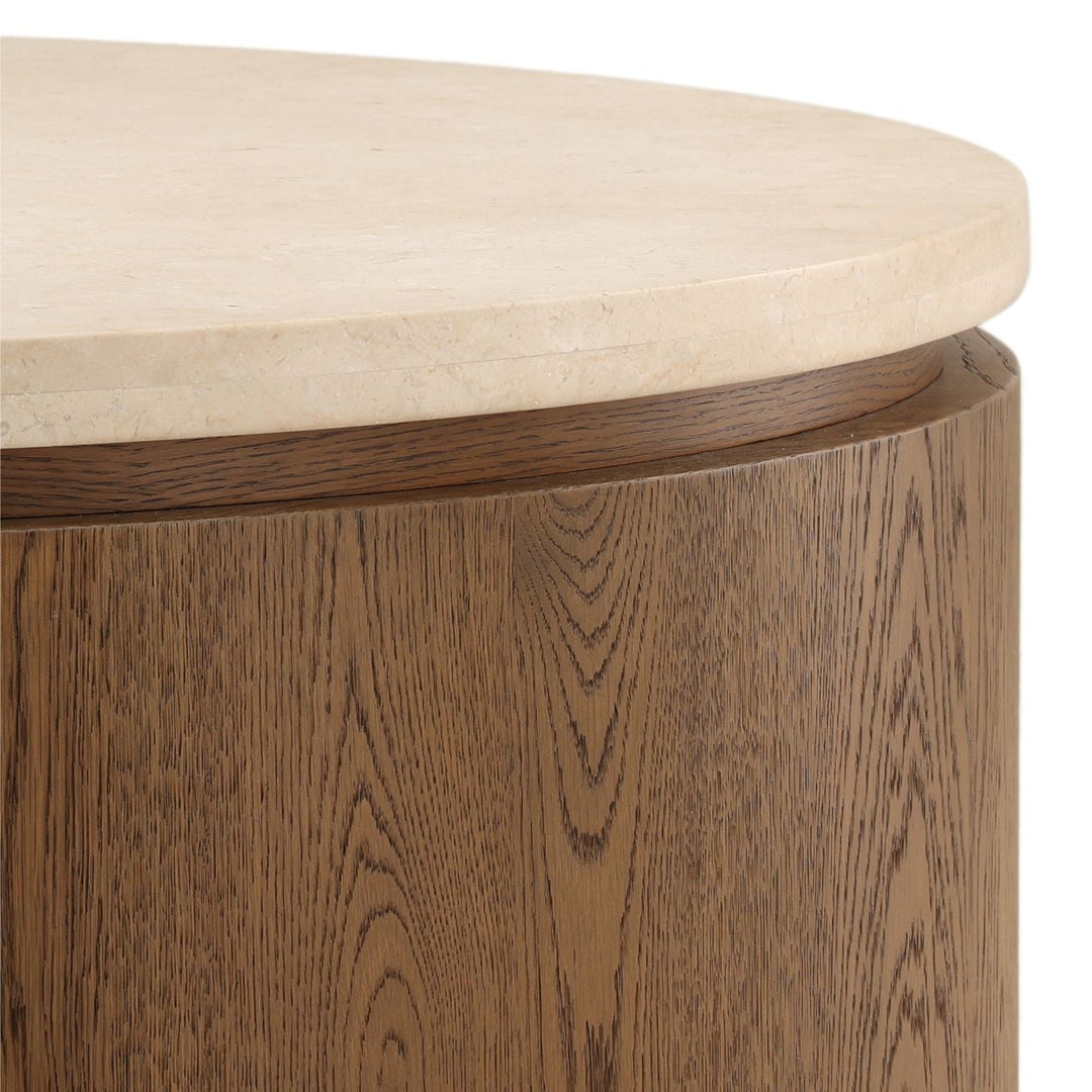 Cove Oak and Marble Coffee Table, Brown, detail 3 view
