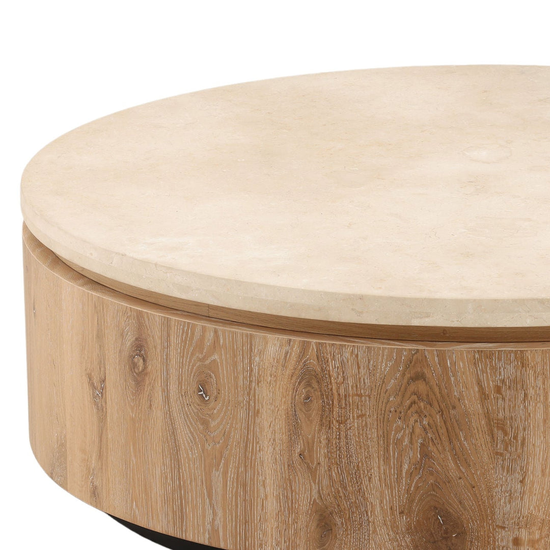 Cove Oak and Marble Coffee Table, Natural Wash, detail 2 view
