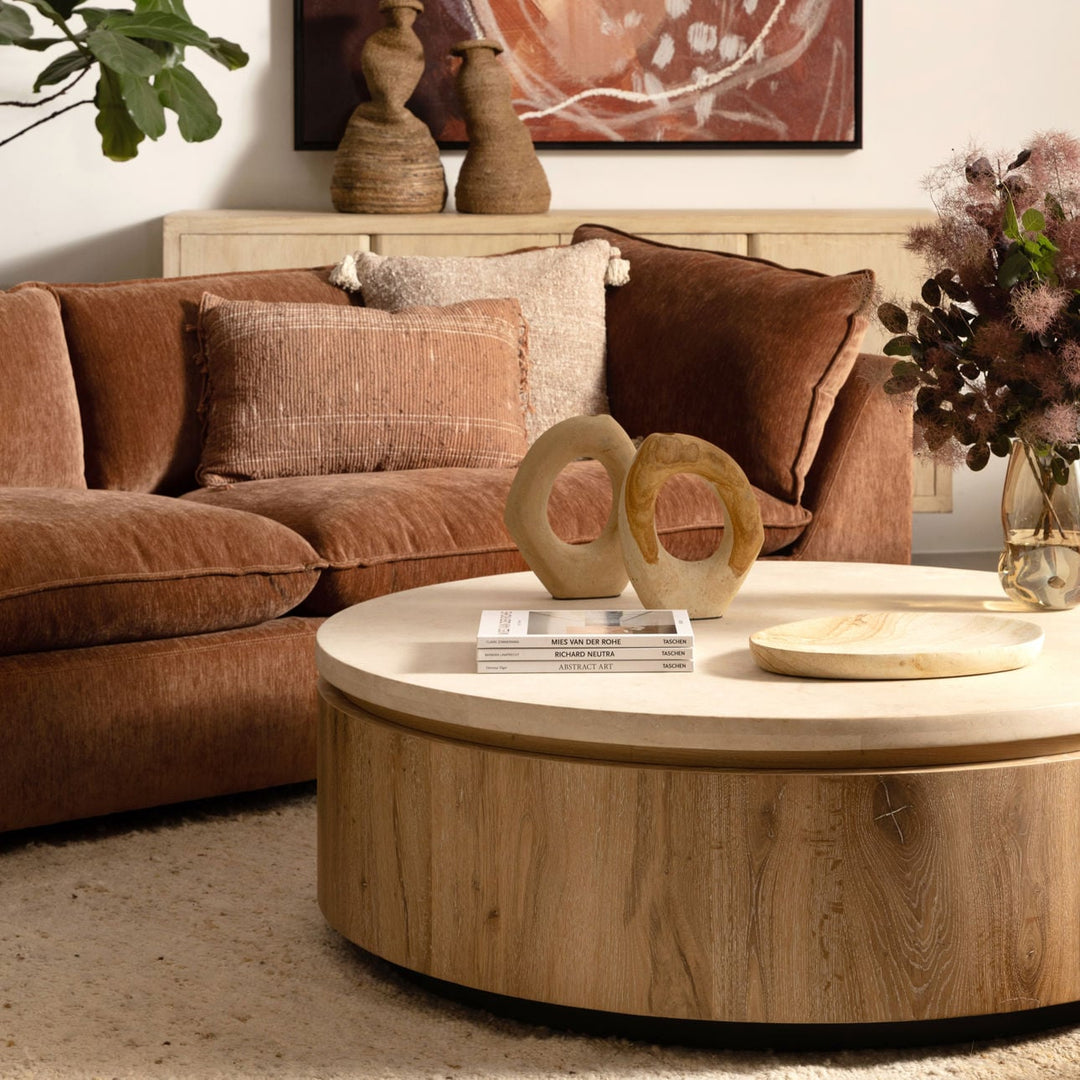 Cove Oak and Marble Coffee Table, Natural Wash, alternate lifestyle view 3