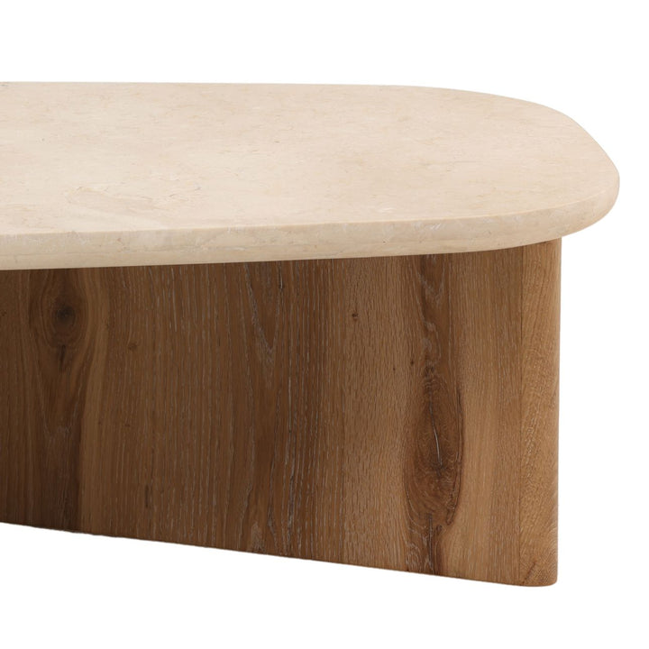 Elwyn Oak and Marble Coffee Table, detail 2 view