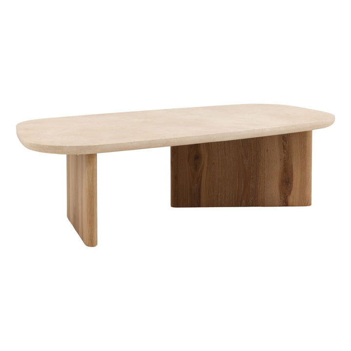 Elwyn Oak and Marble Coffee Table, three-quarter studio view