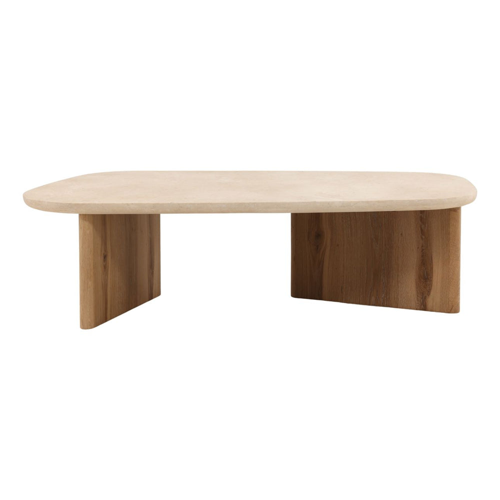 Elwyn Oak and Marble Coffee Table, front view