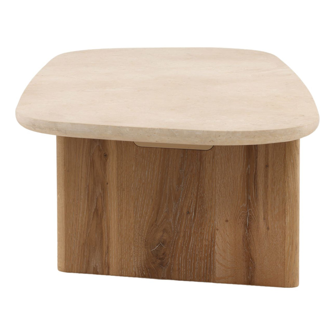 Elwyn Oak and Marble Coffee Table, profile view