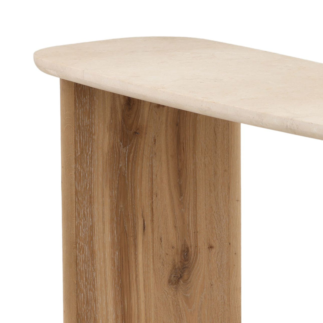 Elwyn Marble and Oak Console Table, detail 2 view